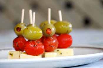 [Marinated Cheese, Tomato and Olive]