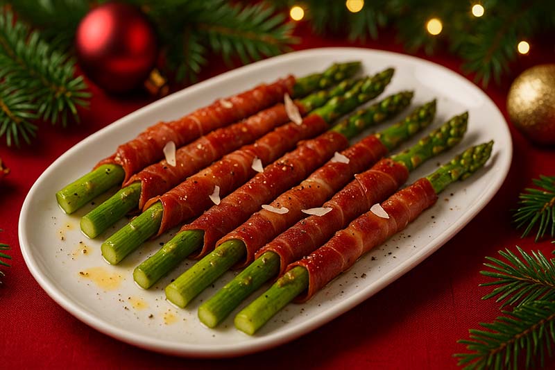 [Prosciutto-Wrapped Holiday Asparagus]